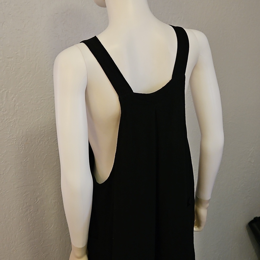 Vtg DACESLON Oversized Baggy Linen Blend Wide Leg Black Overall Jumpsuit - Picture 9 of 12